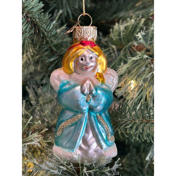 Vintage Thomas Pacconi Hand Blown Glass Angel Christmas Ornament With Glitter Ac - Picture 1 of 6